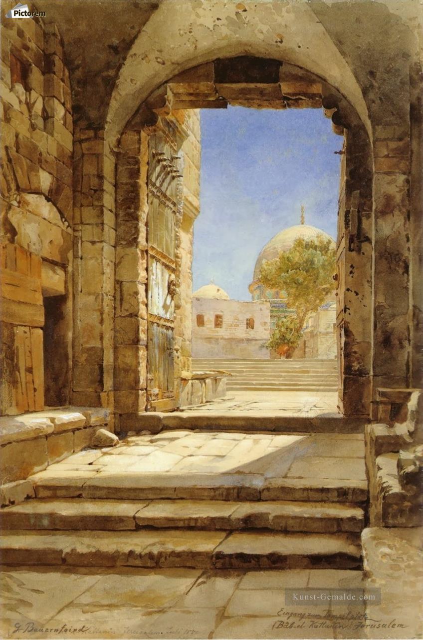 Eingang zum Tempelplatz in Jerusalem Gustav Bauernfeind Orientalist jüdisch Ölgemälde